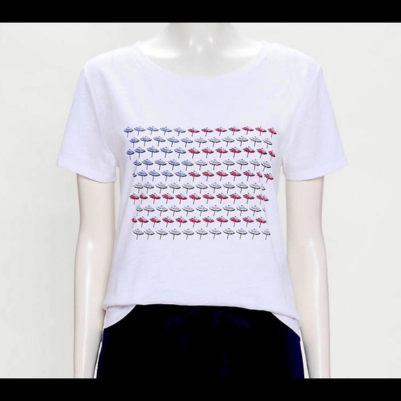 LOFT Tops - 🇺🇸 LOFT outlet umbrella flag tee t shirt medium